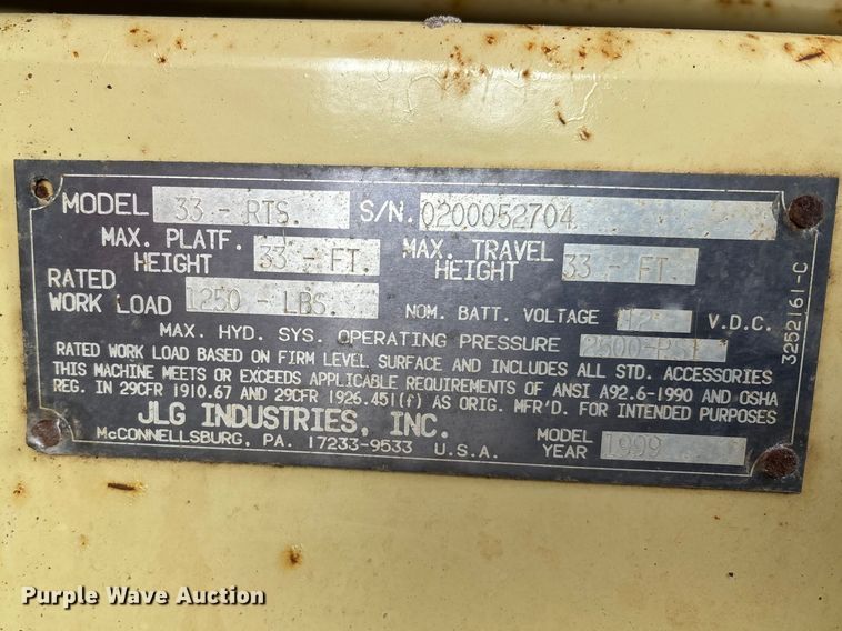 image for item EM5028 1999 JLG 33RTS scissor lift