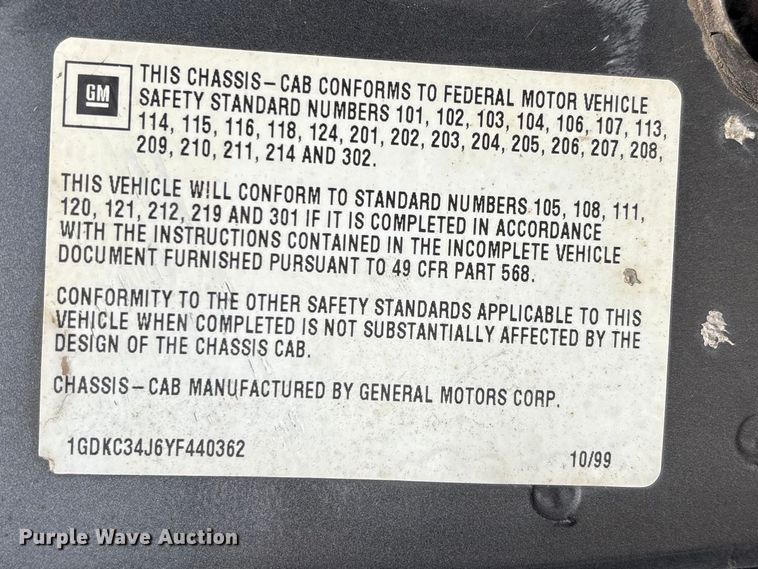 image for item EM5029 2000 GMC Sierra C3500 dump bed pickup truck