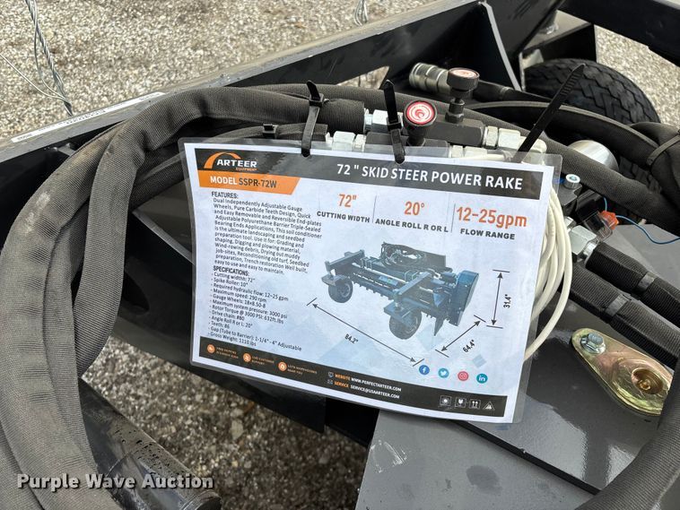 image for item EO4020 2025 Arteer SSPR-72W skid steer power rake