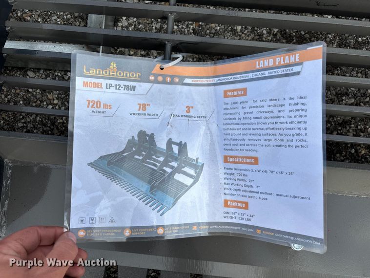 image for item EO4022 2025 Landhonor LP-12-78W skid steer land leveler