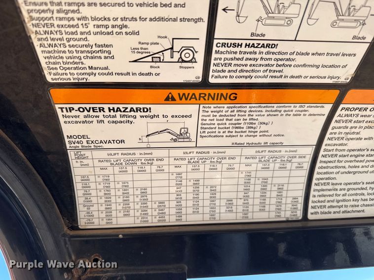 image for item ES5957 2021 Yanmar SV40 mini excavator