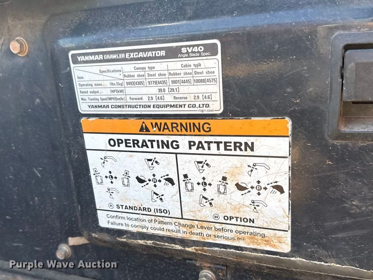 image for item ES5957 2021 Yanmar SV40 mini excavator