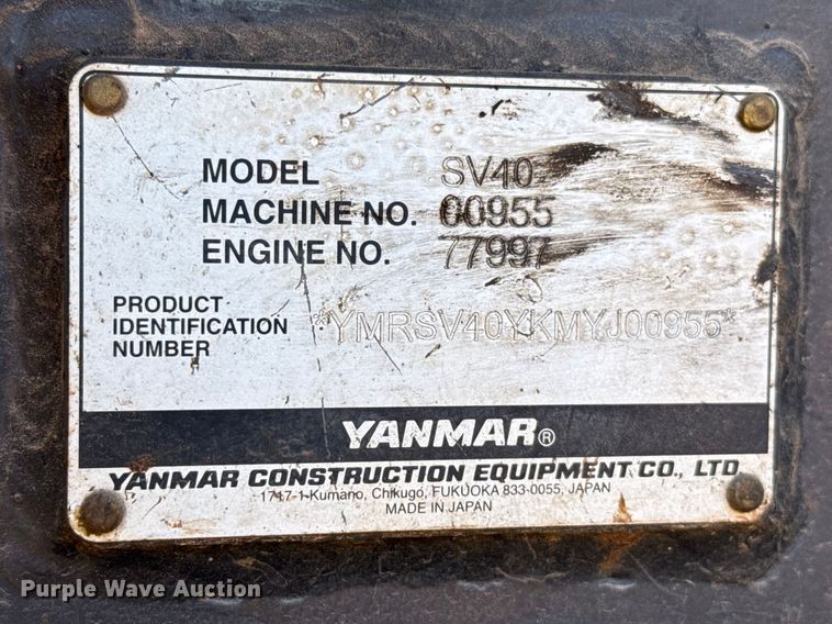 image for item ES5957 2021 Yanmar SV40 mini excavator