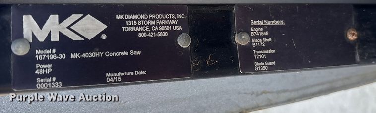 image for item ES8562 2015 MK Diamond MK-4030HY concrete saw