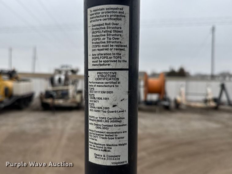 image for item ET1641 2020 John Deere 35G Mini excavator