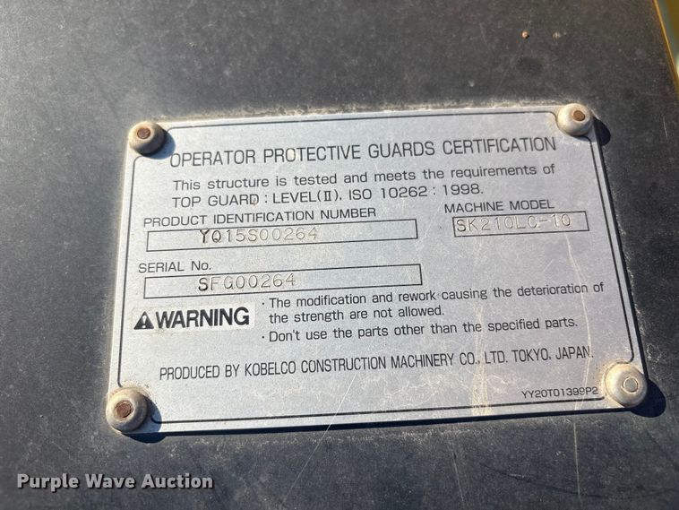 image for item EV2777 Kobelco SK210LC-10 excavator