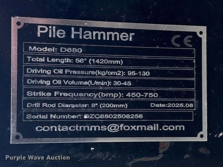 image for item EV2823 2025 Future D680 skid steer pile hammer