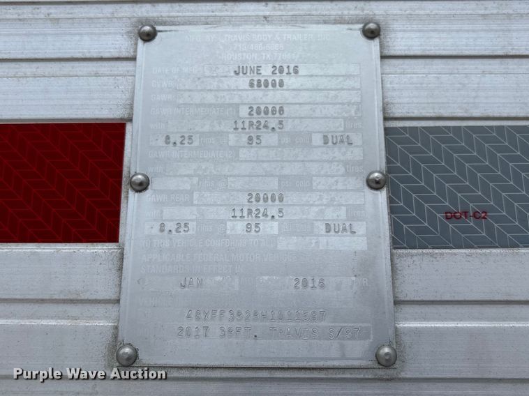 image for item FB3192 2017 Travis S/97 end dump trailer