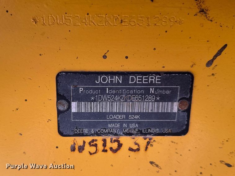 image for item FB6968 2013 John Deere 524K wheel loader