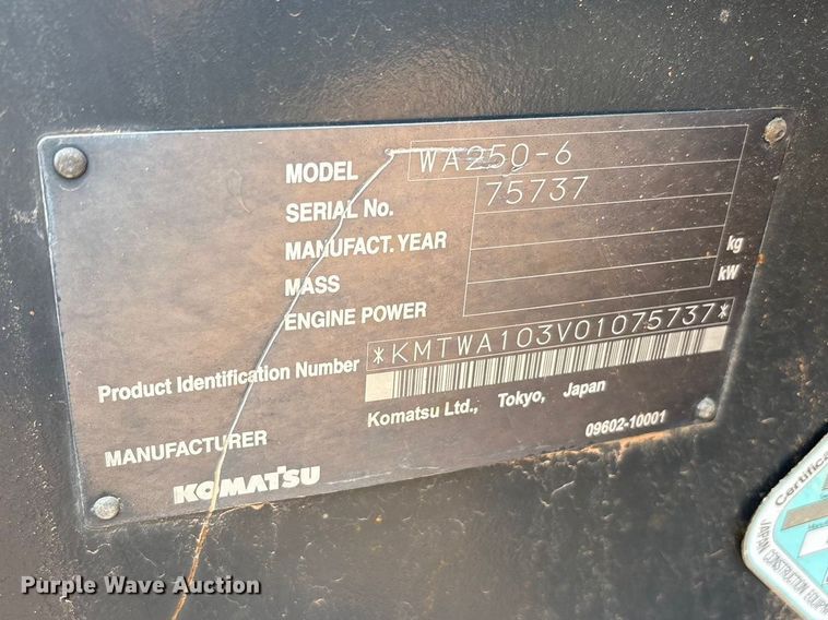 image for item FC2027 2010 Komatsu WA250-6 wheel loader