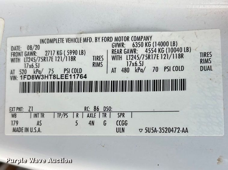 image for item FC2029 2020 Ford F350 Super Duty XL Crew Cab flatbed pickup truck