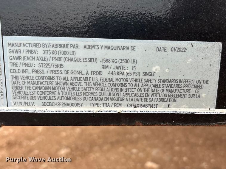 image for item FC2032 2022 Amacsa CB76X16ABPM3T cooling trailer