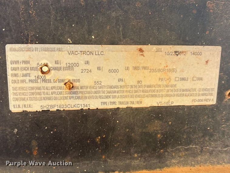 image for item FC2035 2012 Vac-Tron Vermeer LP555DT vacuum trailer