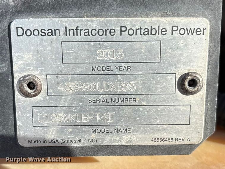 image for item FC2042 2013 Doosan C185 air compressor