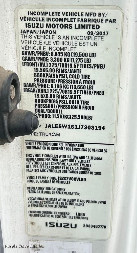 image for item FC5072 2018 Isuzu NRR street sweeper truck