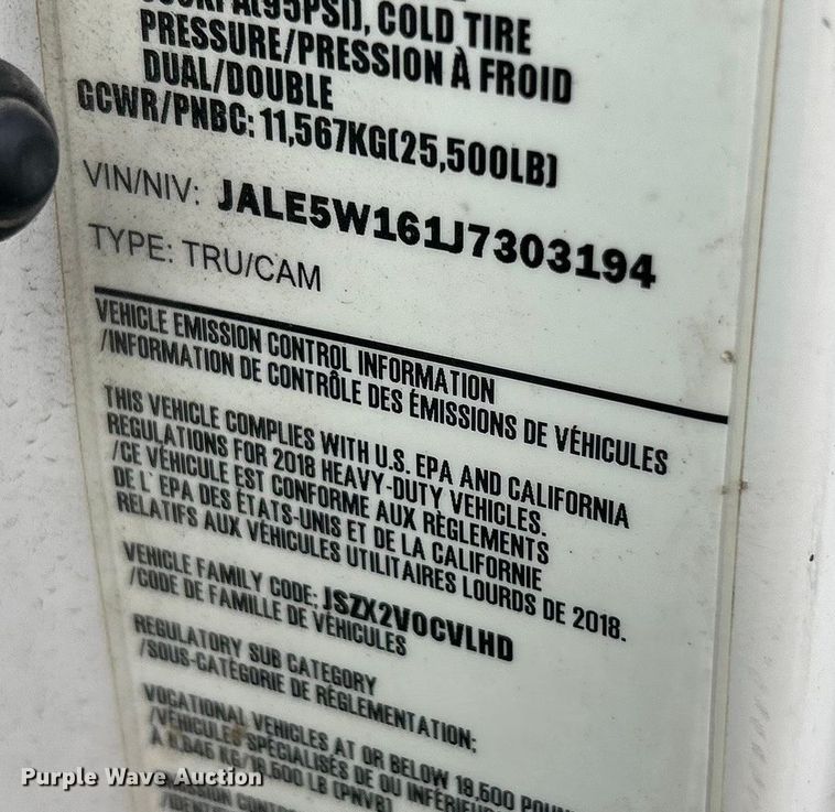 image for item FC5072 2018 Isuzu NRR street sweeper truck