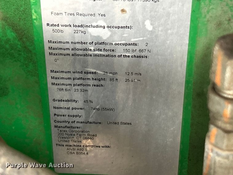 image for item FC5132 2012 Genie S-85 boom lift