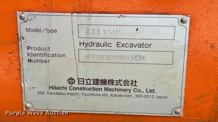 image for item FC5183 2008 Hitachi ZX135US excavator