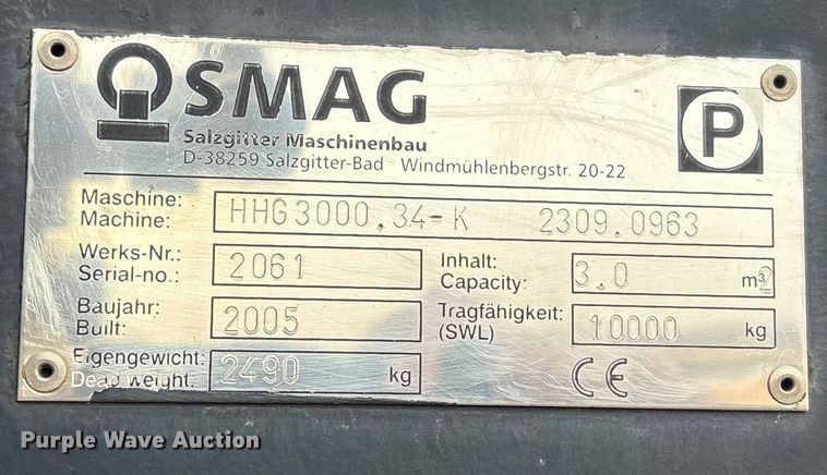 image for item FI0158 Smag HHG3000.34-K excavator grapple 