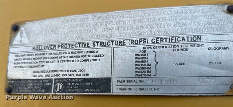 image for item FK1674 1988 Komatsu WA450-1 wheel loader