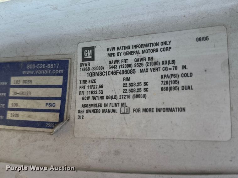 image for item FK1713 2006 Chevrolet C8500 dump truck