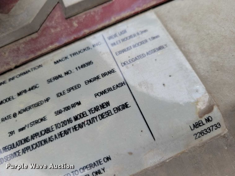 image for item NK9851 2017 Mack Granite GU713 dump truck