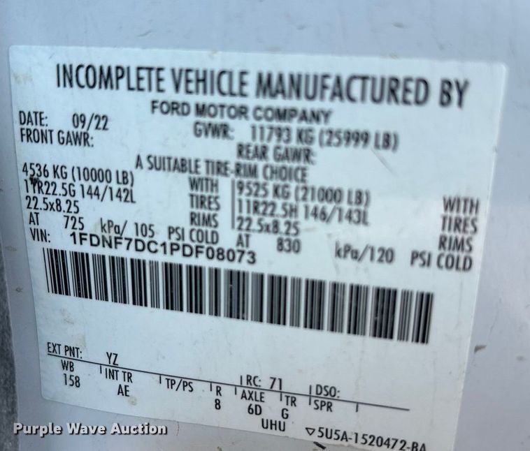 image for item YA1838 2023 Ford F750 Super Duty water truck