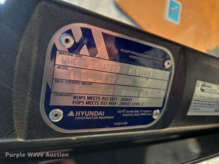 image for item YA1848 Hyundai HL940A XT high lift wheel loader