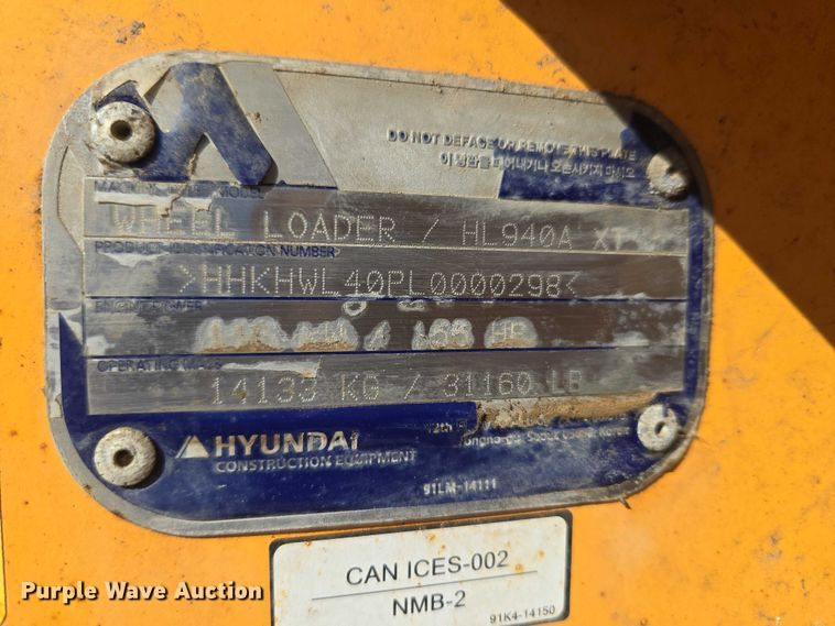 image for item YA1848 Hyundai HL940A XT high lift wheel loader