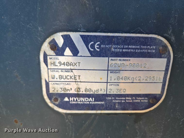 image for item YA1849 2021 Hyundai HL940A XT high lift wheel loader