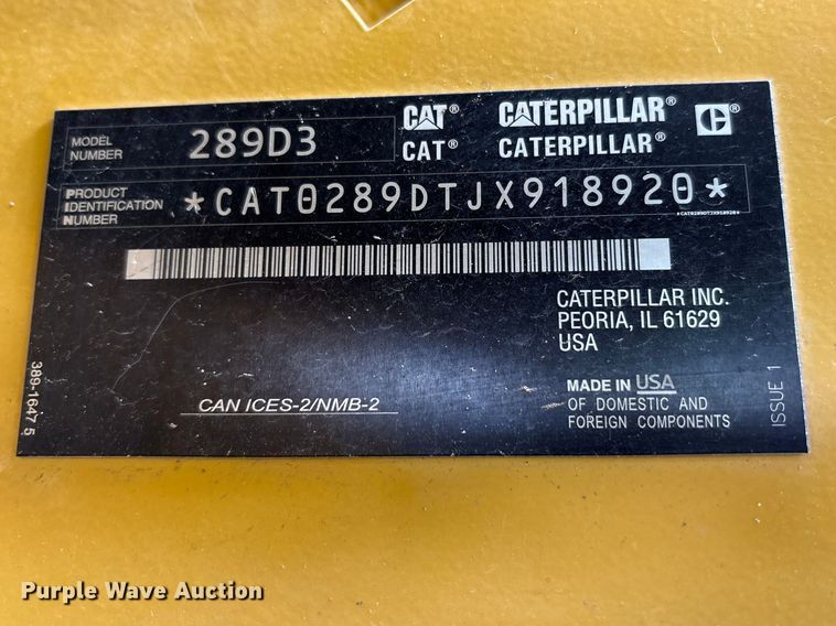 image for item YA1959 2024 Caterpillar 289D3 tracked skid steer loader