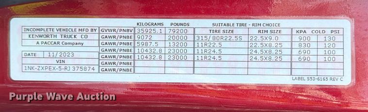 image for item YA2149 2024 Kenworth T880 dump truck