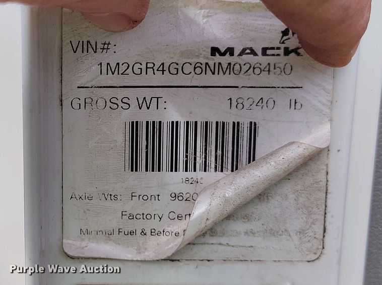 image for item YA2596 2022 Mack Granite dump truck