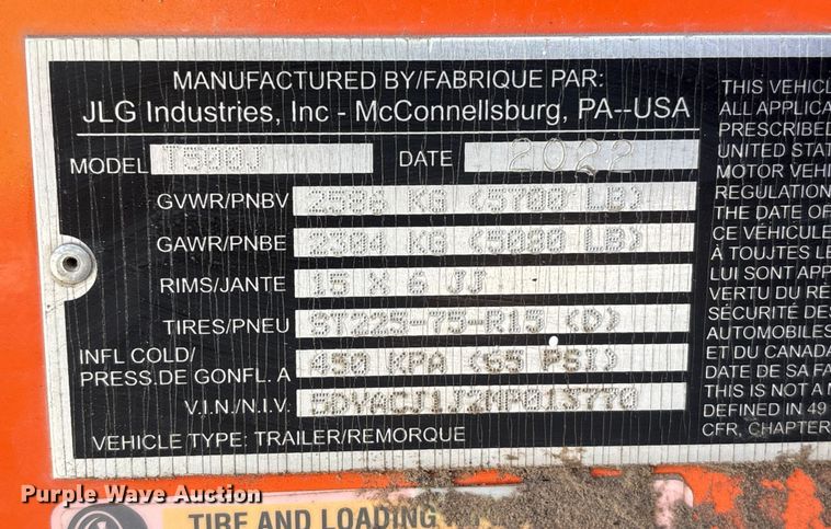 image for item YA2618 2022 JLG T500J boom lift