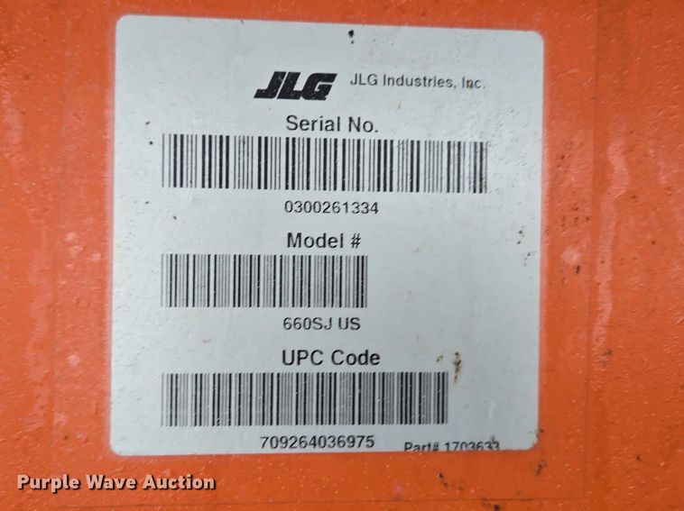 image for item YA2640 2019 JLG 660SJ boom lift