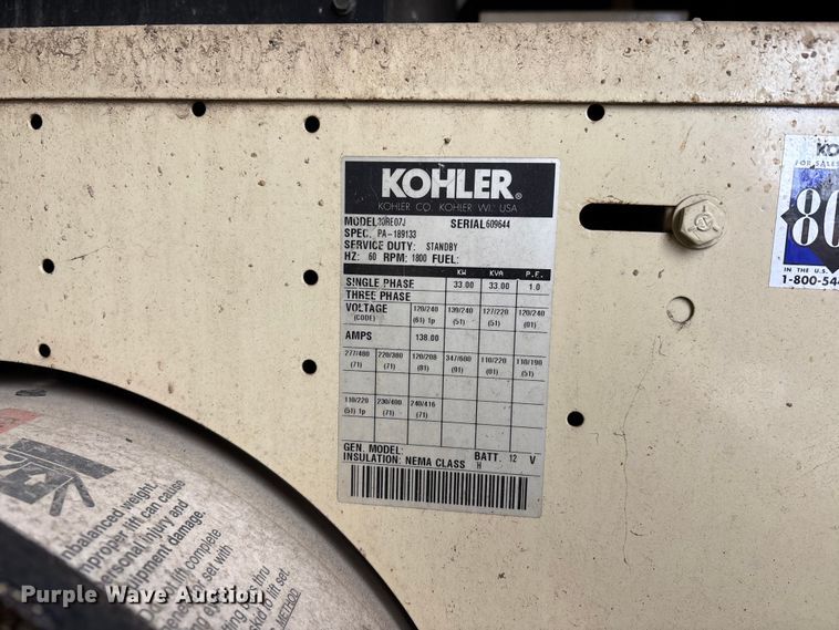 image for item YA2687 Kohler 30RE07J generator