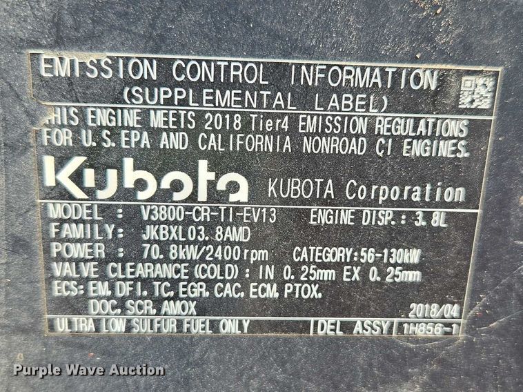 image for item YA2745 2018 Kubota SVL95-2S tracked skid steer loader