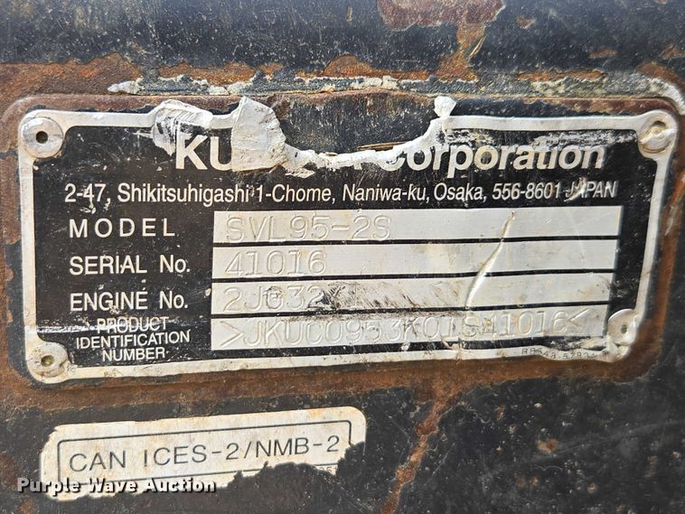 image for item YA2745 2018 Kubota SVL95-2S tracked skid steer loader