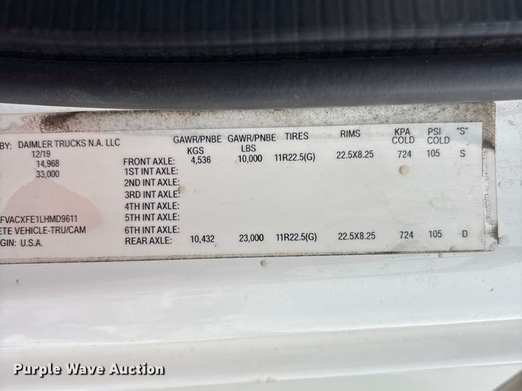 image for item YA2764 2020 Freightliner Business Class M2 street sweeper truck