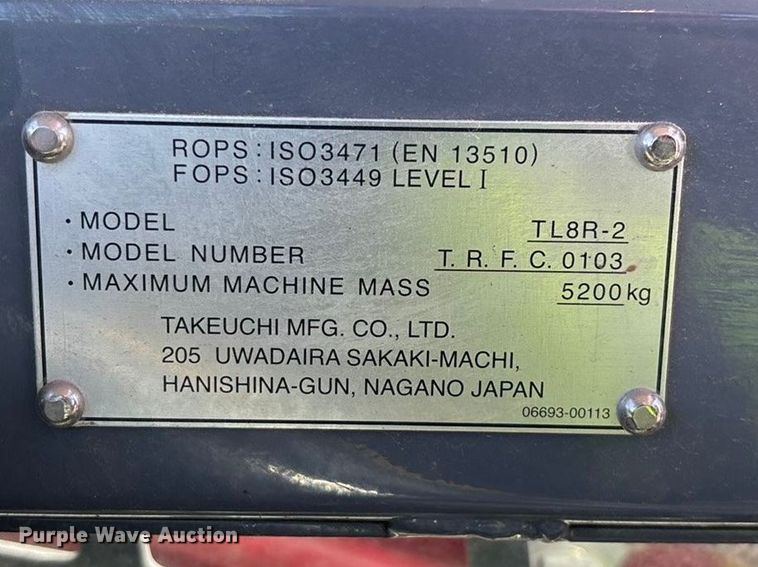 image for item YA2796 2023 Takeuchi TL8R-2 tracked skid steer loader