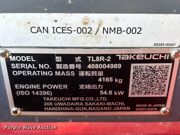 image for item YA2796 2023 Takeuchi TL8R-2 tracked skid steer loader