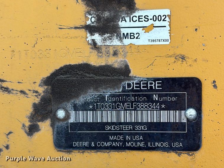 image for item YA2924 2020 John Deere 331G tracked skid steer loader