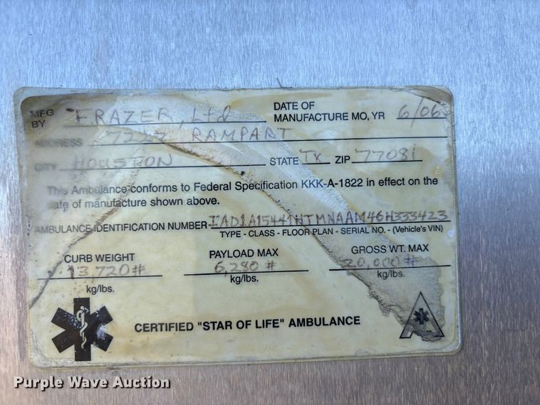 image for item DJ7774 2006 International 4300 ambulance