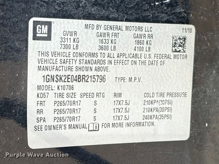 image for item DR0994 2011 Chevrolet Tahoe Police SUV