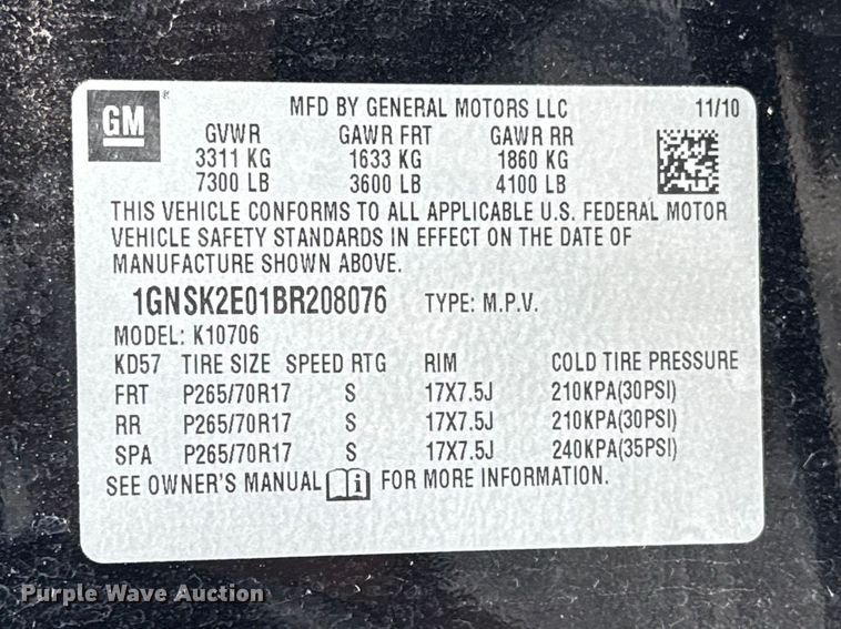 image for item DR0995 2011 Chevrolet Tahoe Police SUV