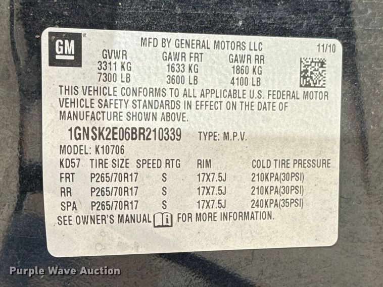 image for item DR0996 2011 Chevrolet Tahoe Police SUV