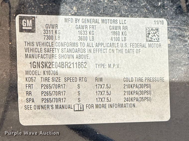 image for item DR0997 2011 Chevrolet Tahoe Police SUV