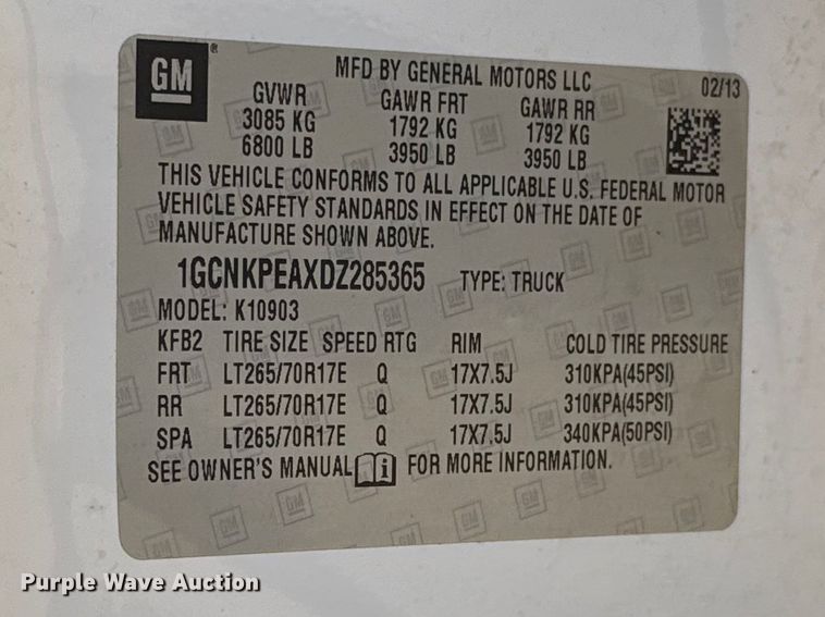 image for item DR0998 2013 Chevrolet Silverado 1500 pickup truck