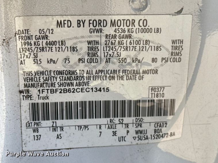 image for item DR0999 2012 Ford F250 Super Duty pickup truck