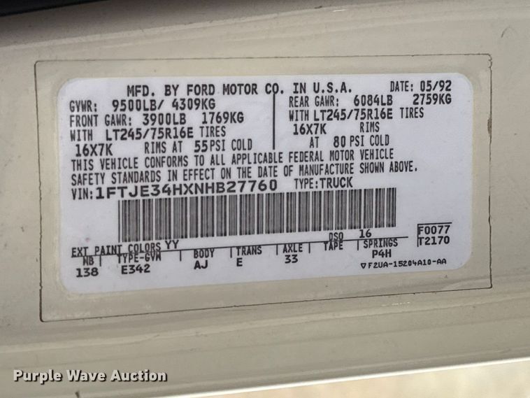 image for item DR1000 1992 Ford E350 van